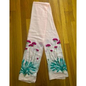 Elizabeth Gillett Light Pink Floral Scarf NWOT